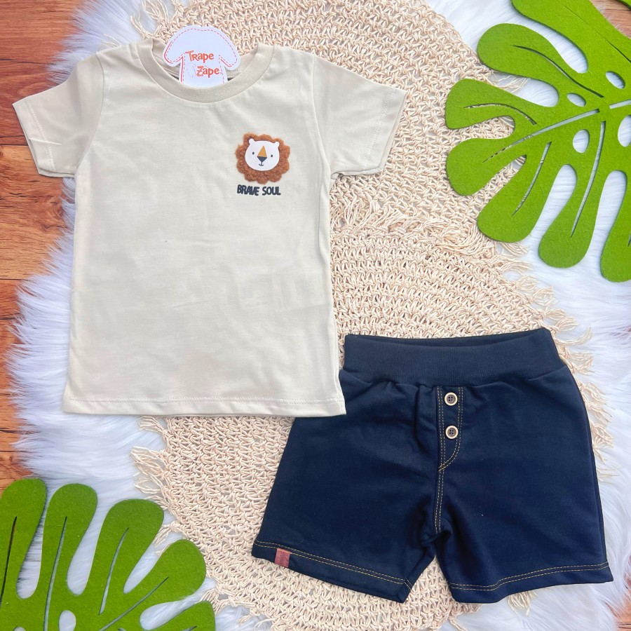 Conj. Camiseta Brave Soul e Bermuda - Areia e Preto